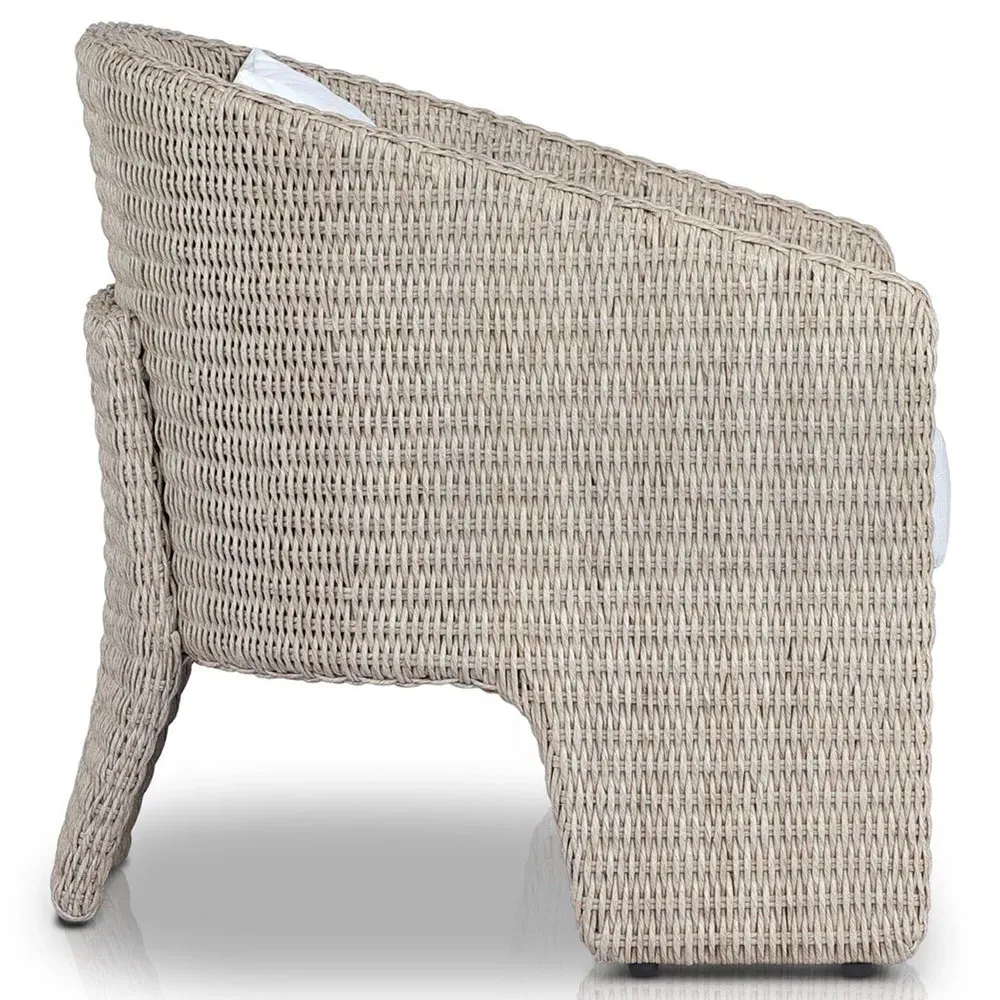 Fara Outdoor Lounge Arm Chair - White, Wicker
