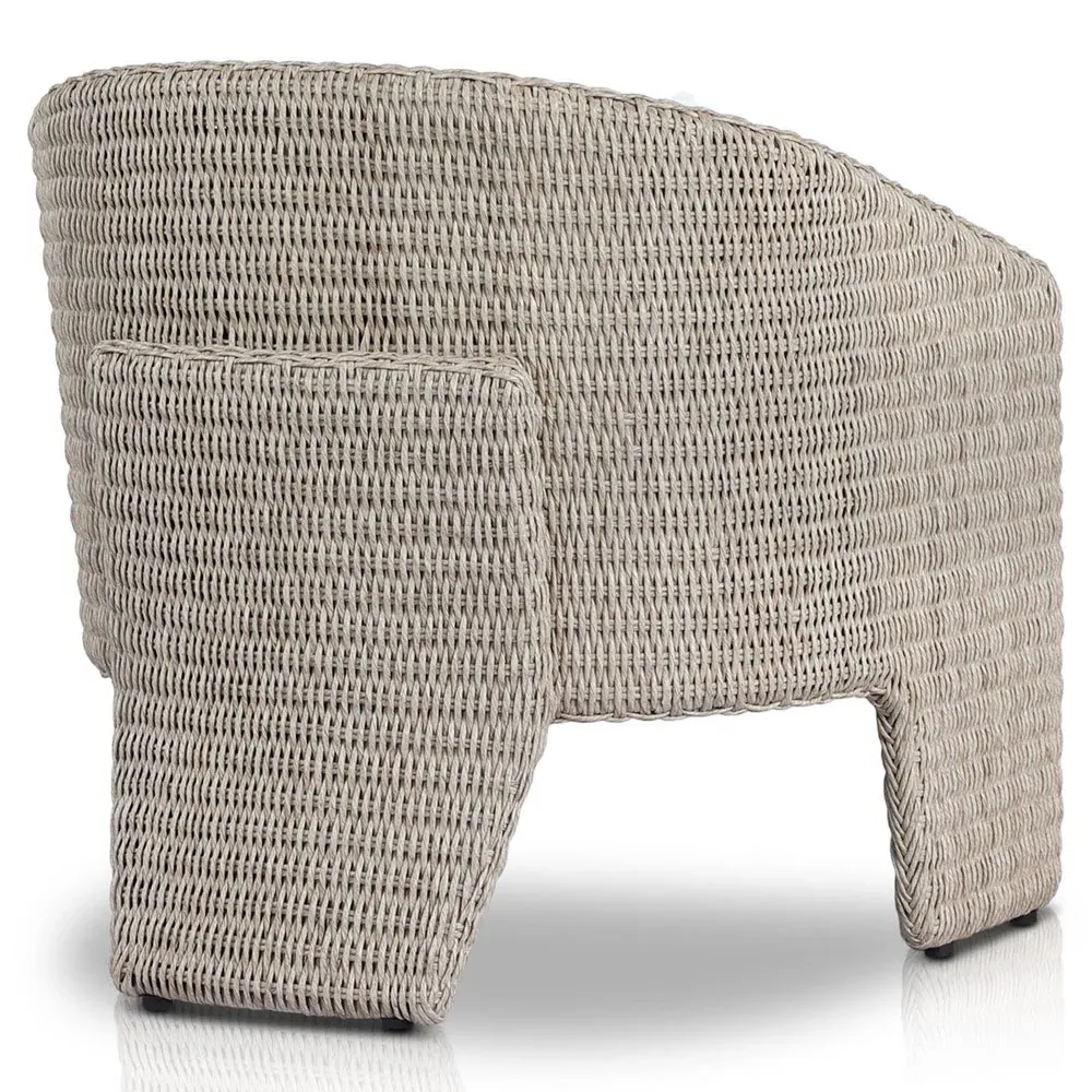 Fara Outdoor Lounge Arm Chair - White, Wicker