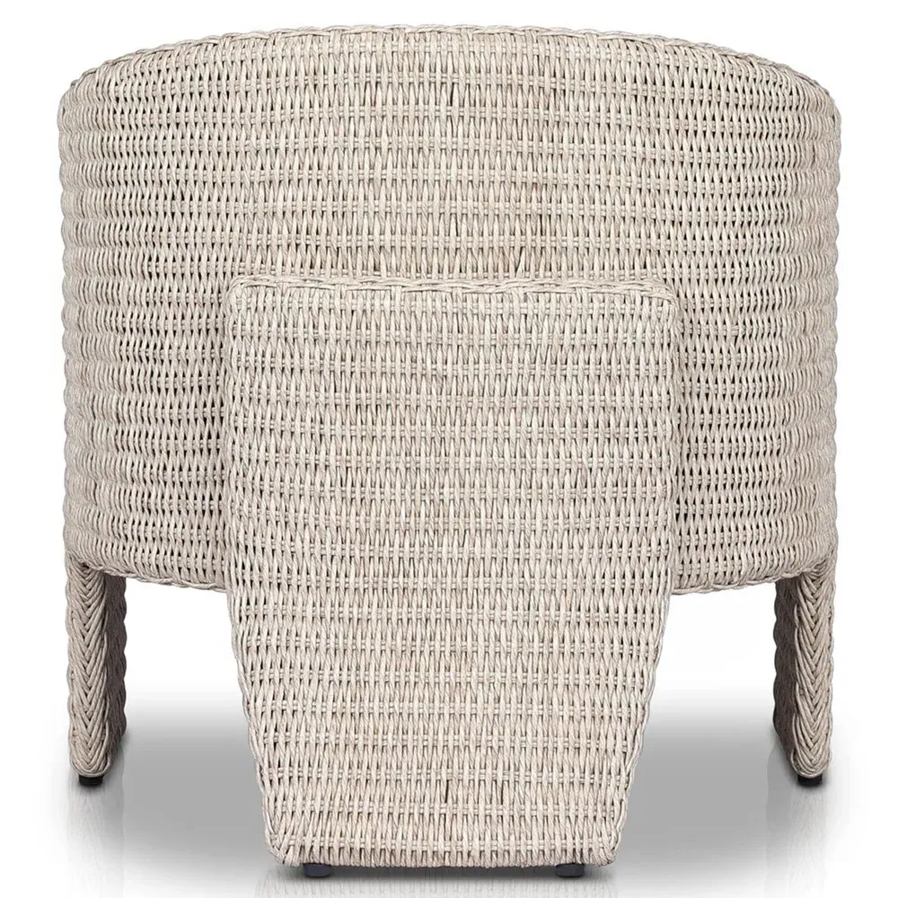 Fara Outdoor Lounge Arm Chair - White, Wicker