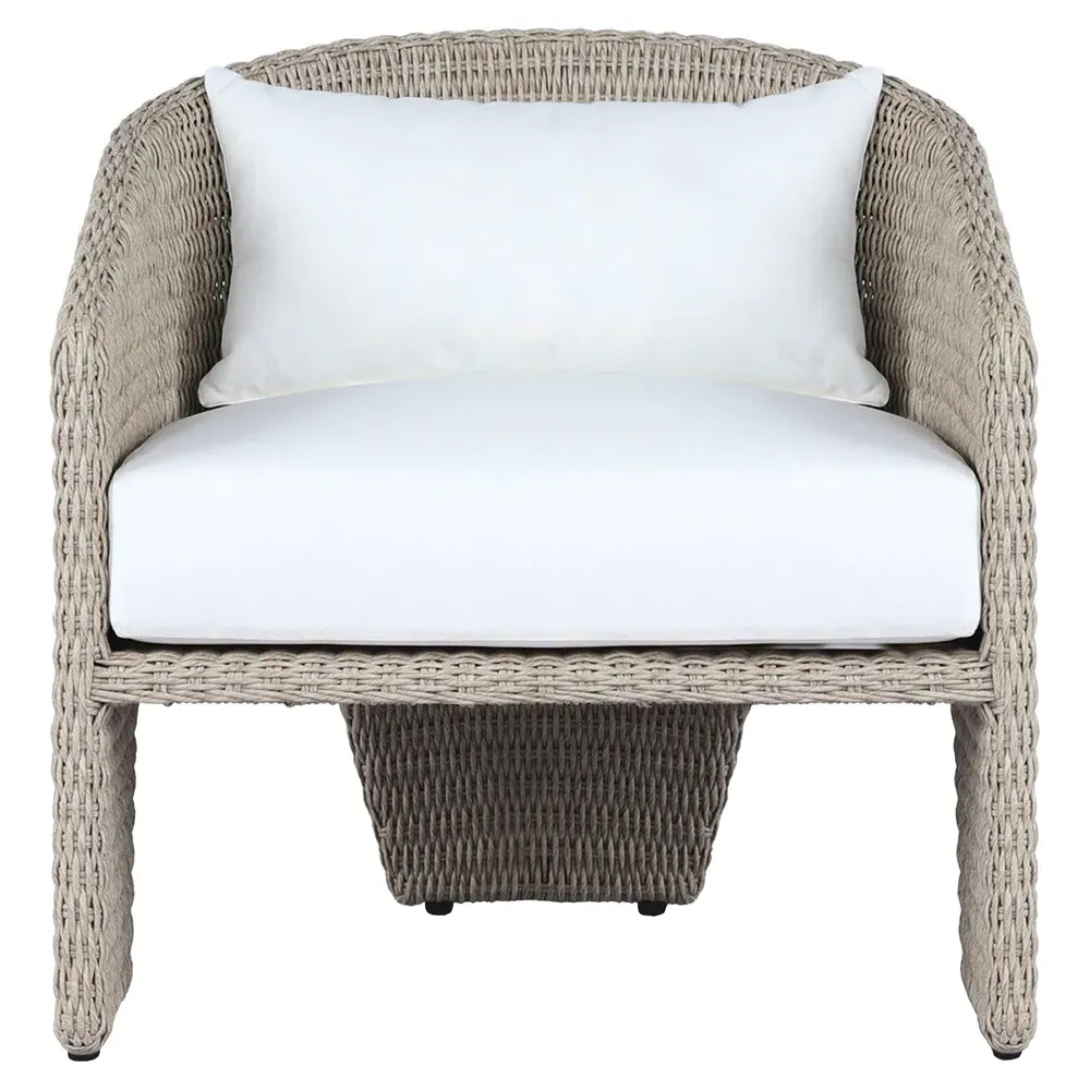 Fara Outdoor Lounge Arm Chair - White, Wicker