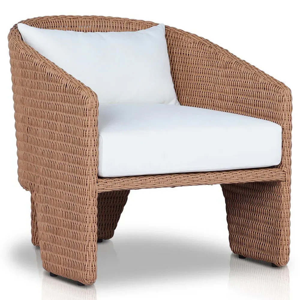 Fara Outdoor Lounge Arm Chair - White, Wicker