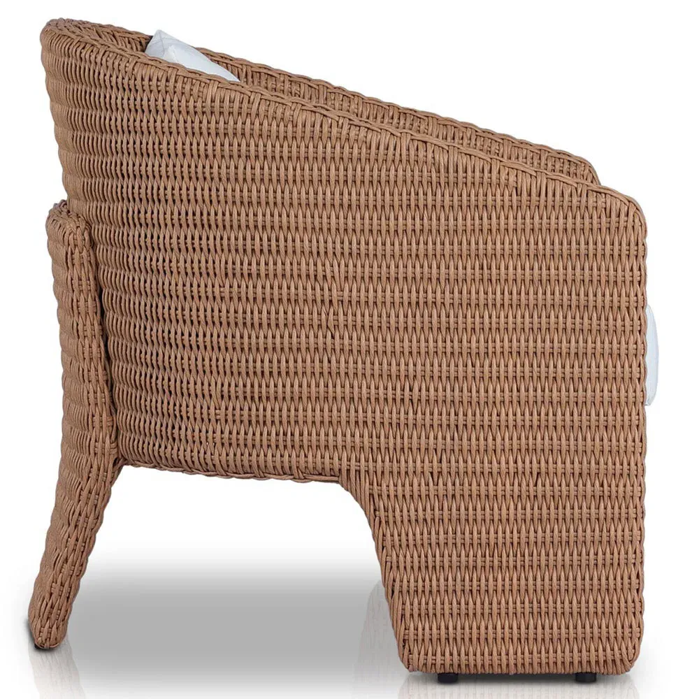 Fara Outdoor Lounge Arm Chair - White, Wicker