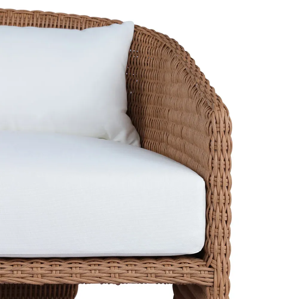 Fara Outdoor Lounge Arm Chair - White, Wicker