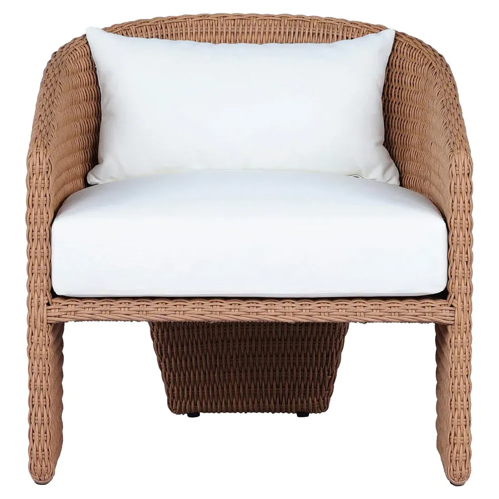 Fara Outdoor Lounge Arm Chair - White, Wicker
