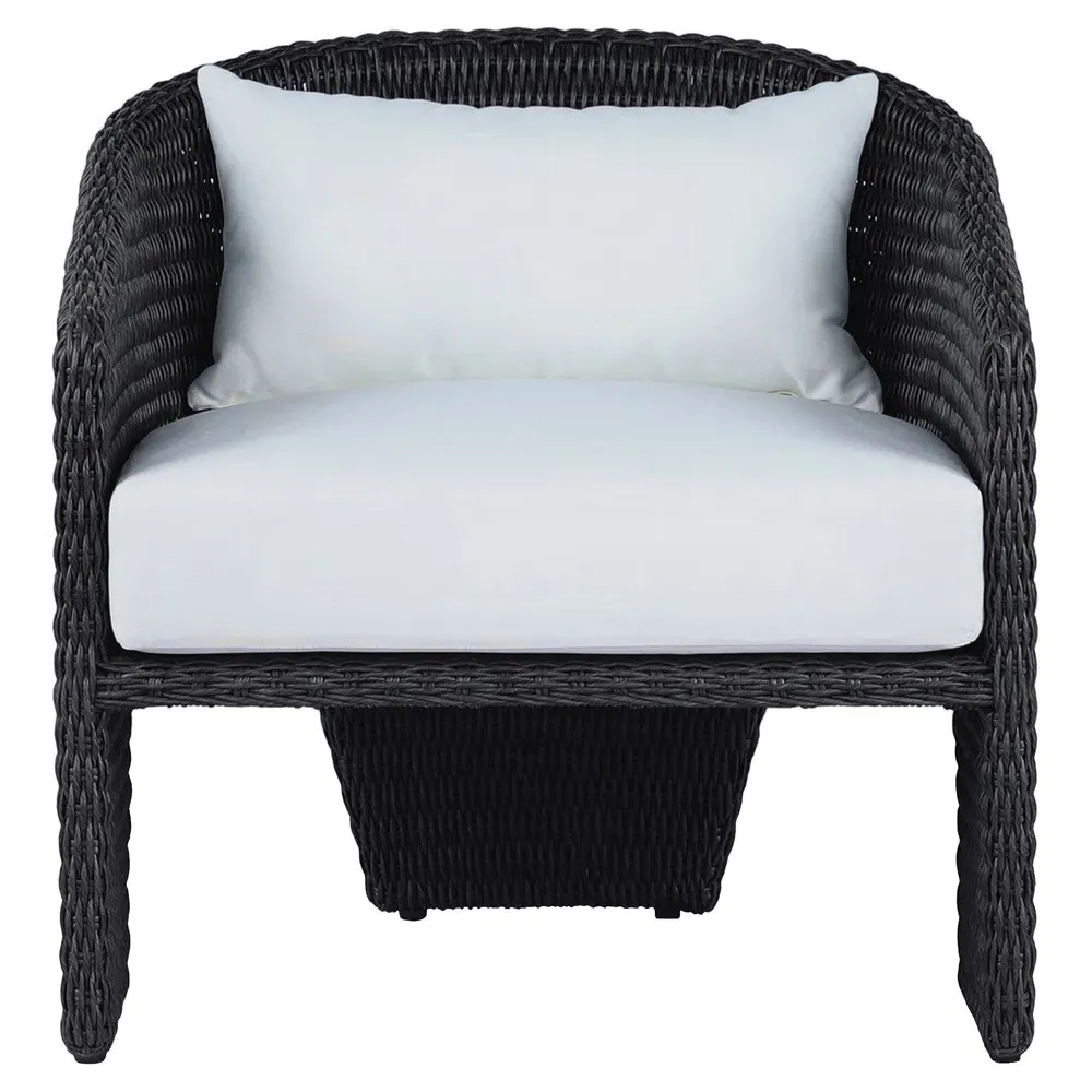 Fara Outdoor Lounge Arm Chair - White, Wicker