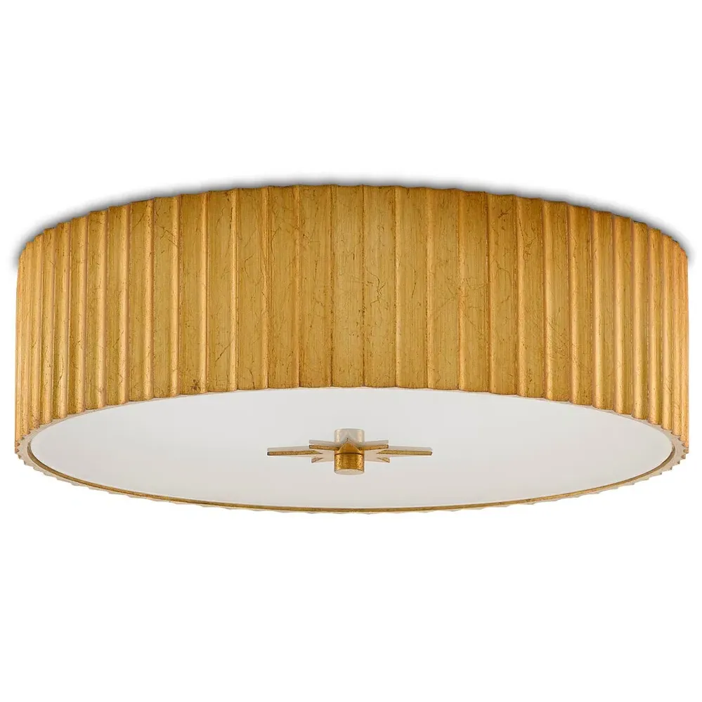 Farah Round Flush Mount Light - Gold, Glass