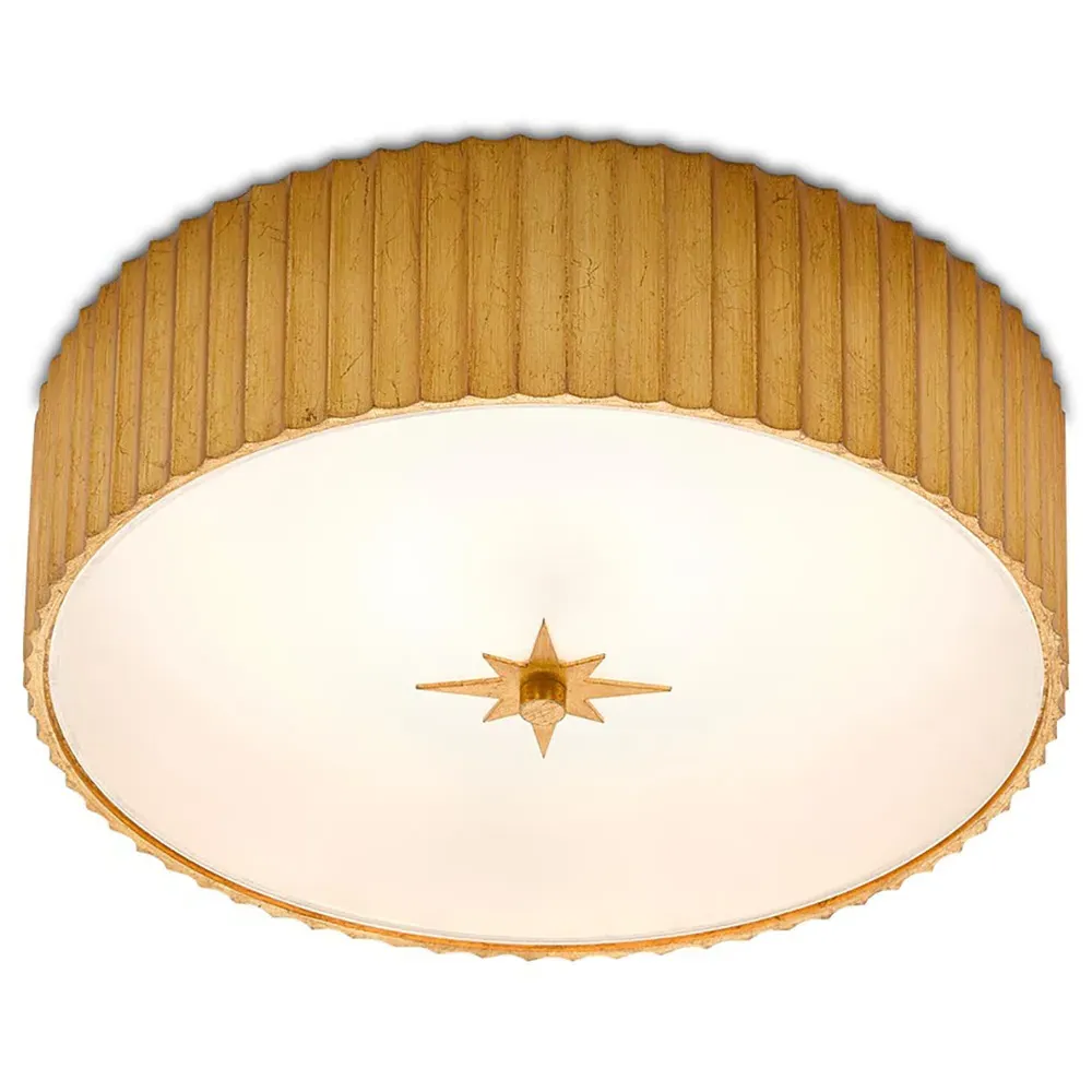 Farah Round Flush Mount Light - Gold, Glass