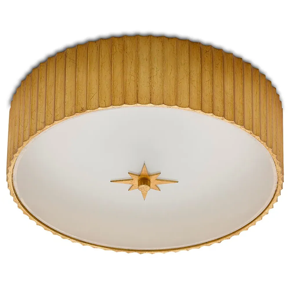 Farah Round Flush Mount Light - Gold, Glass