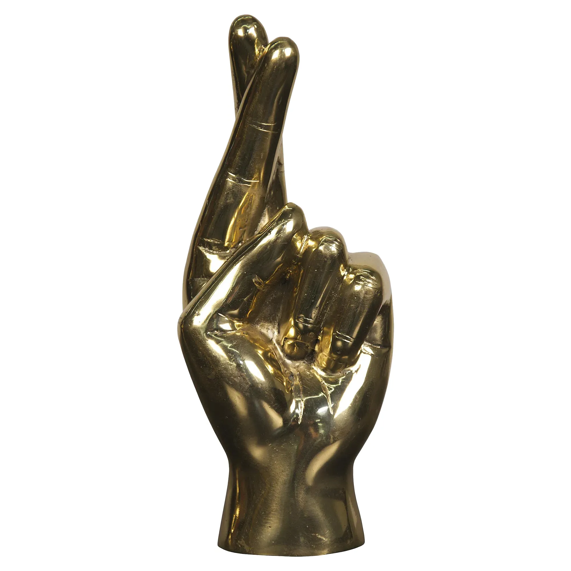 Farella Fingers Crossed Hand Sculpture - Brass image
