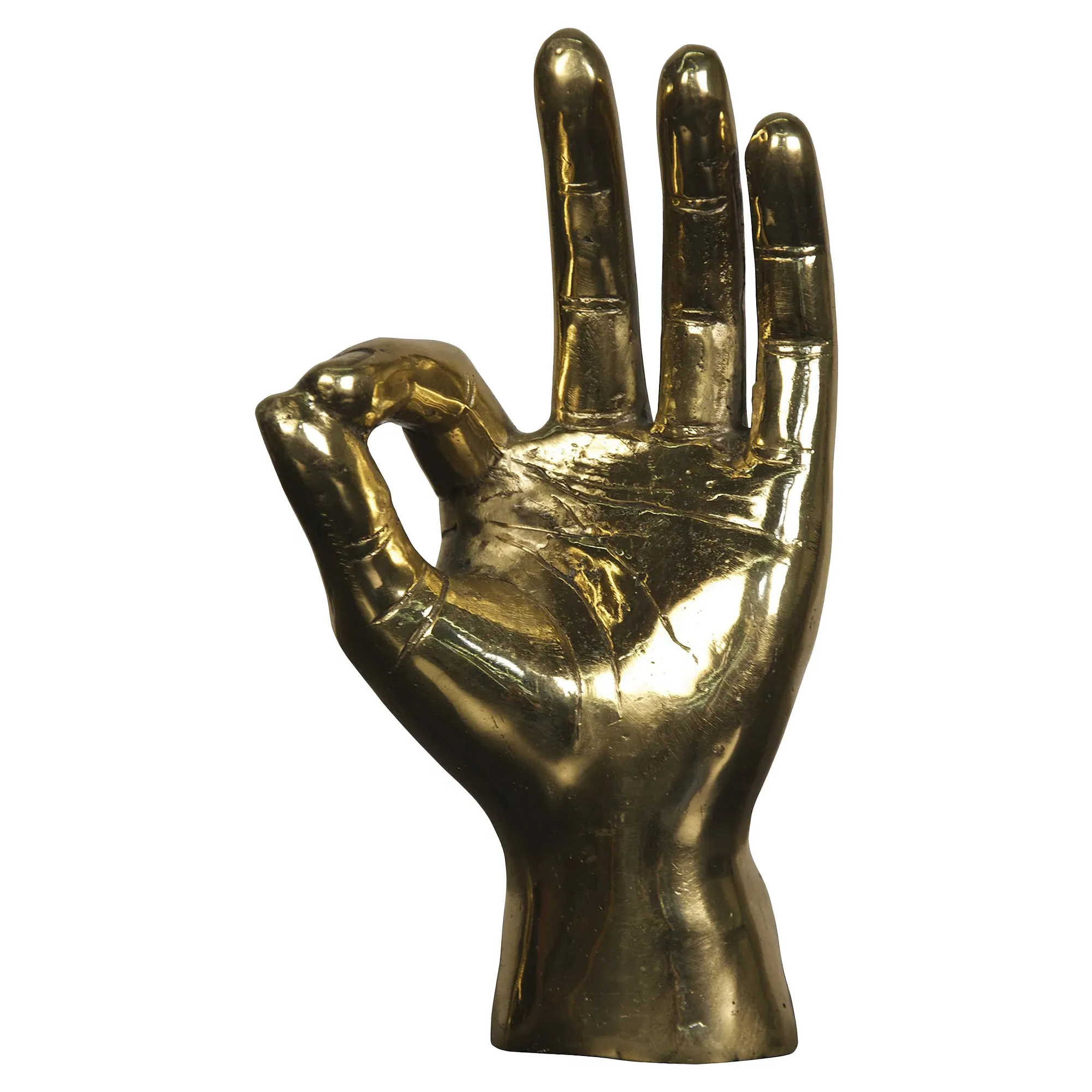 Farella OK Sign Hand Sculpture - Brass