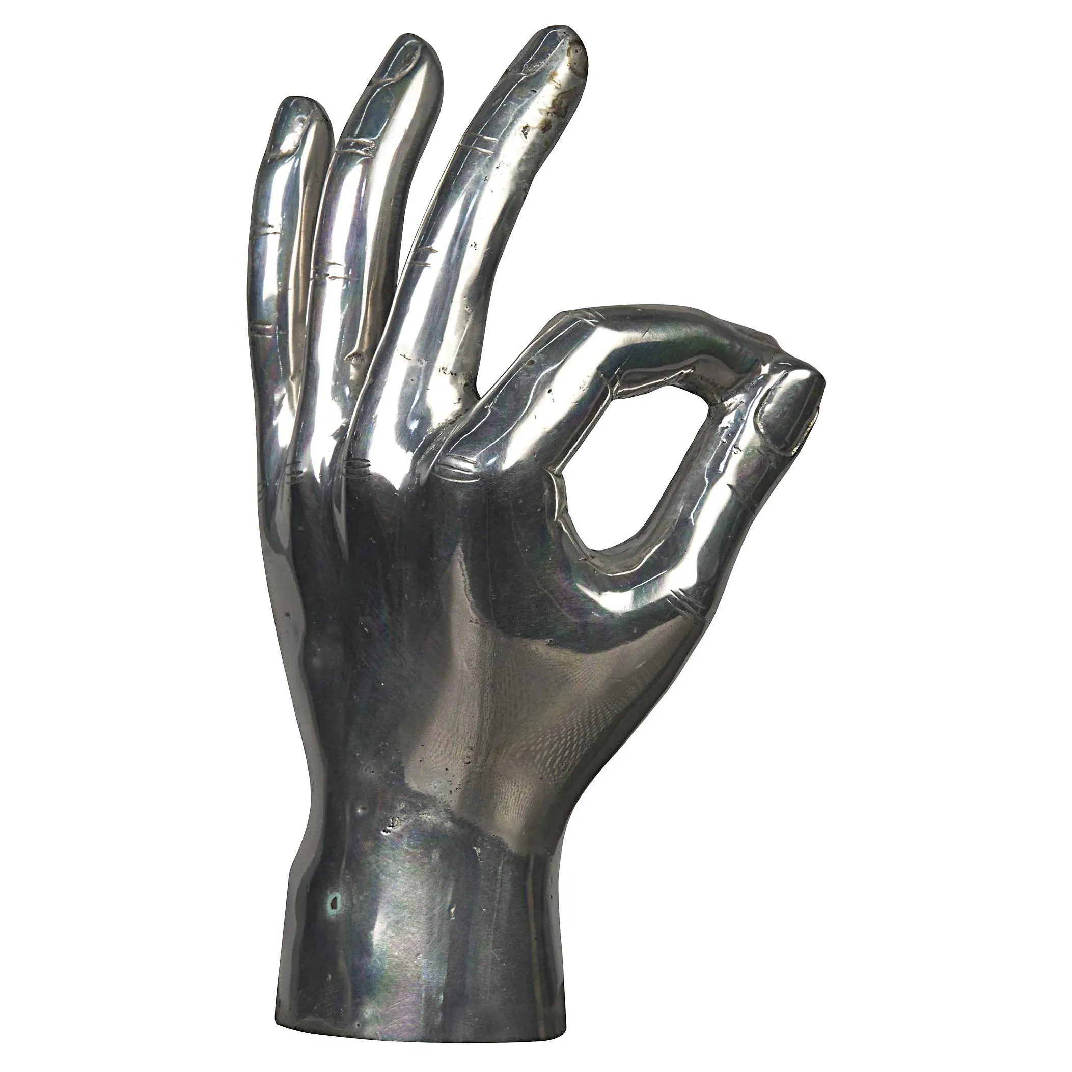 Farella OK Sign Hand Sculpture - Silver, Brass