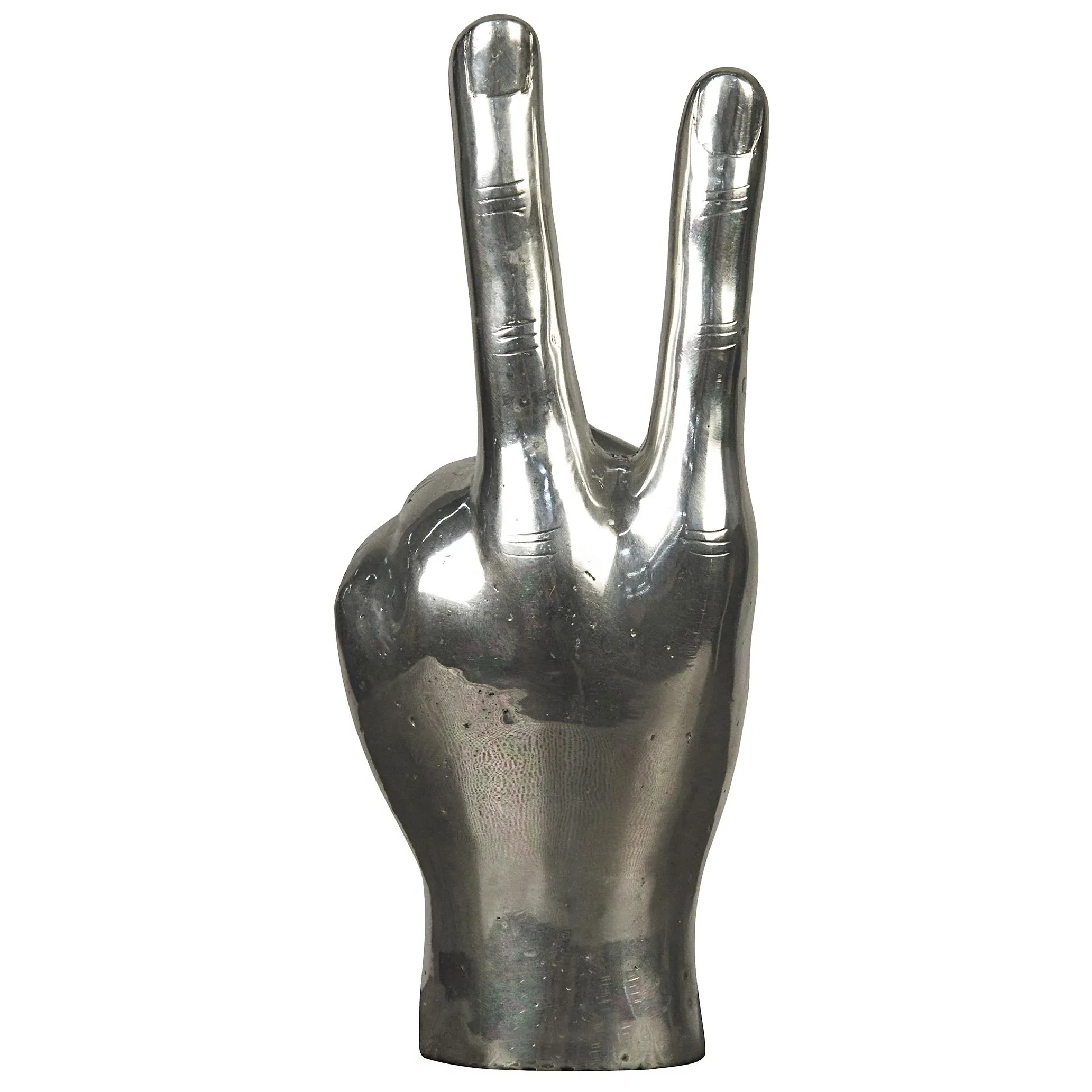 Farella Peace Sign Hand Sculpture - Silver, Brass