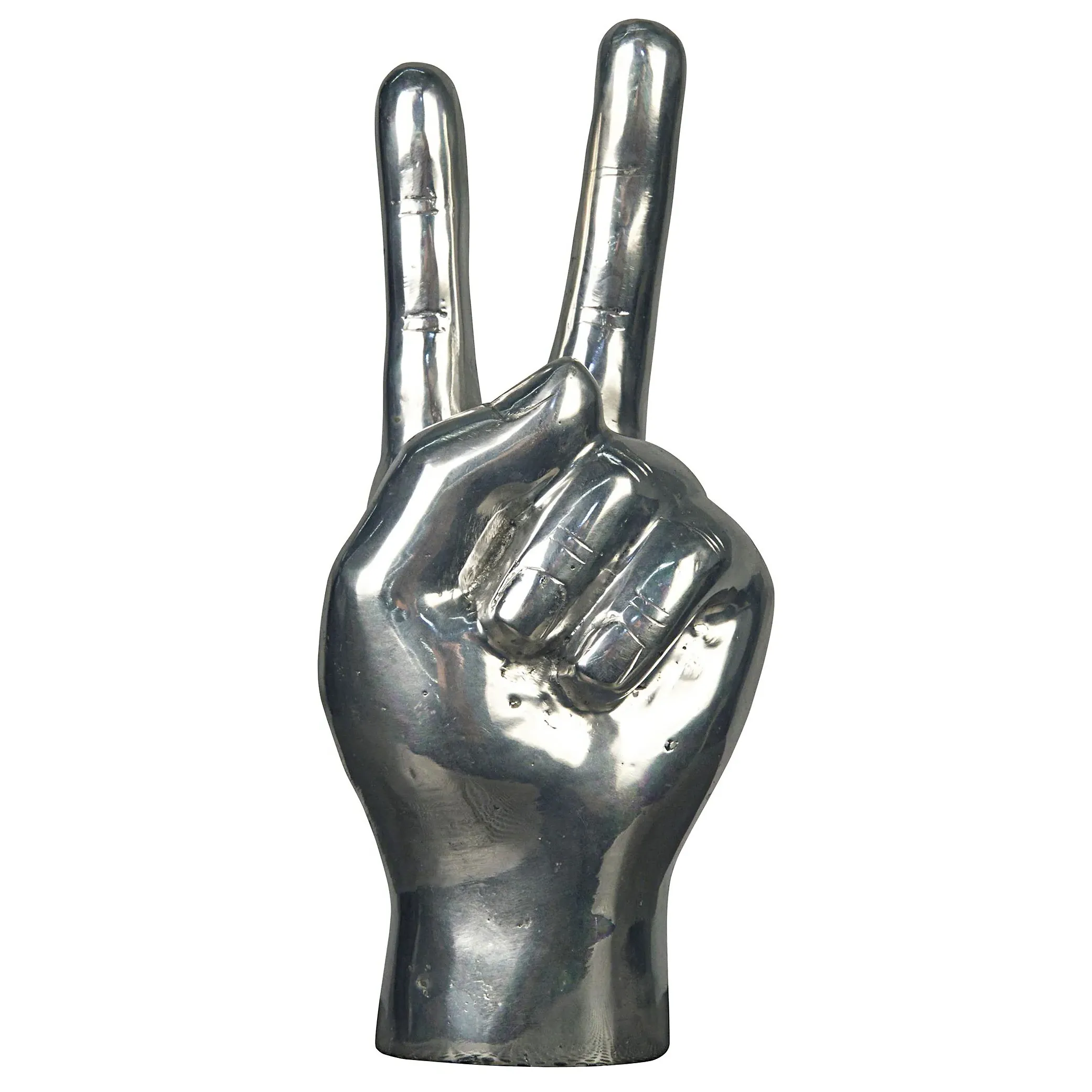 Farella Peace Sign Hand Sculpture - Silver, Brass