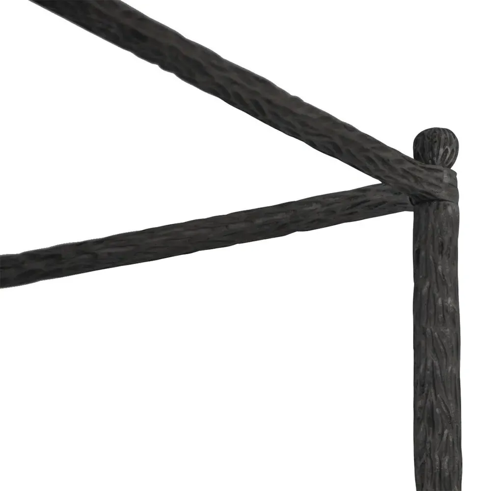 Faun Cal King Size Canopy Bed - White, Leather