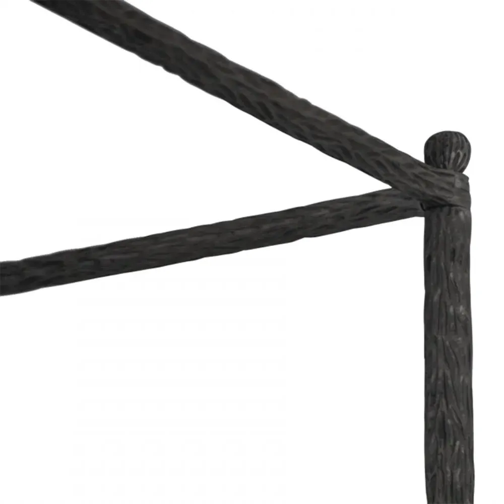 Faun East King Size Canopy Bed - White, Leather