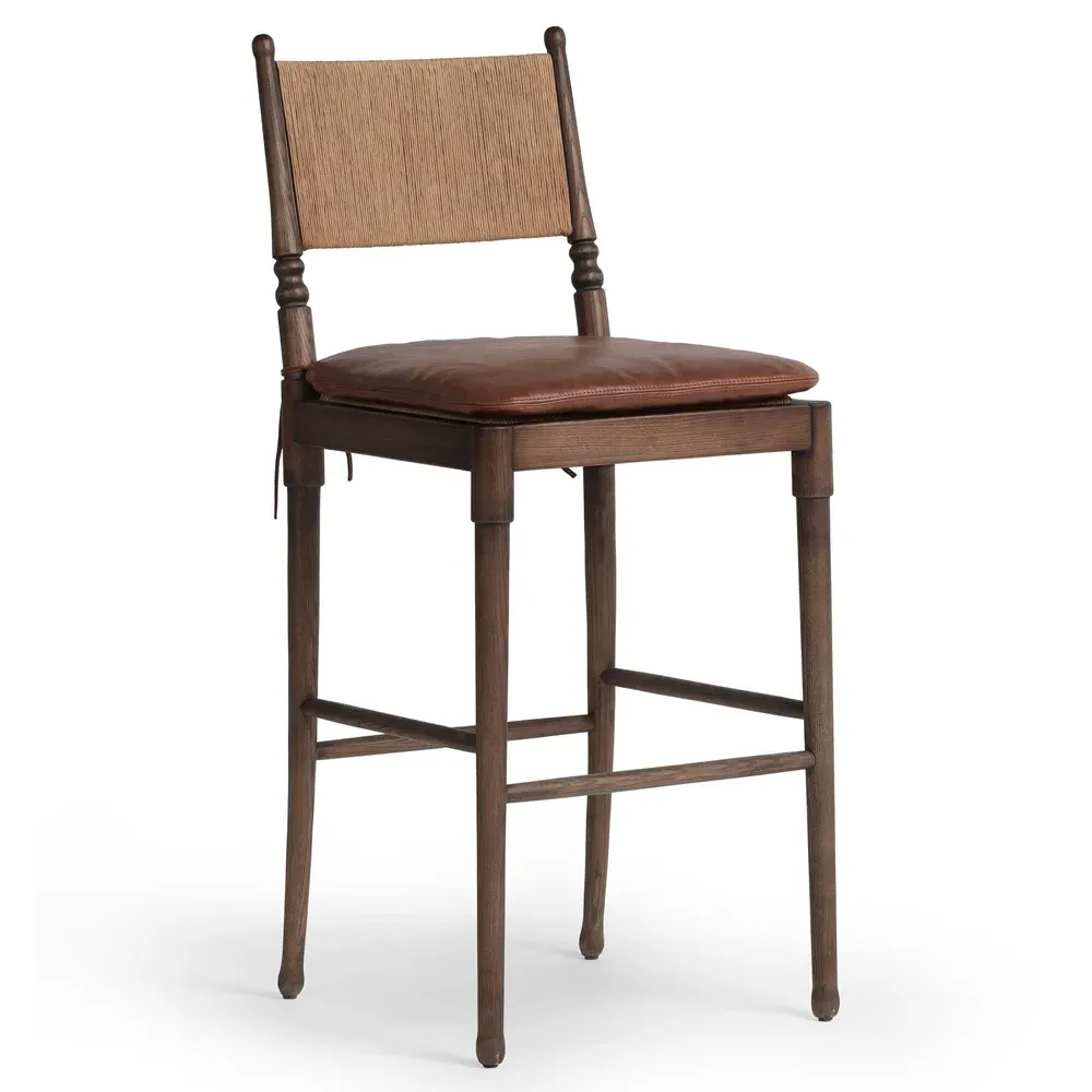 Fayth Bar Stool - Dulane Mahogany, Leather