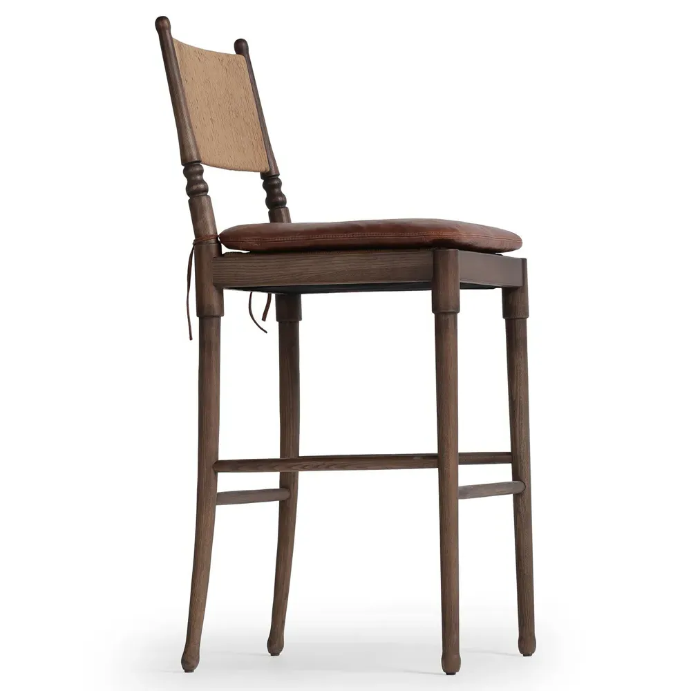 Fayth Bar Stool - Dulane Mahogany, Leather
