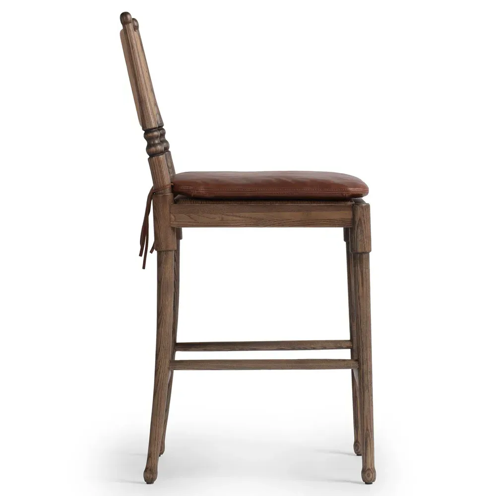 Fayth Counter Stool - Dulane Mahogany, Leather