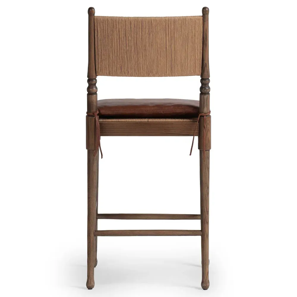 Fayth Counter Stool - Dulane Mahogany, Leather