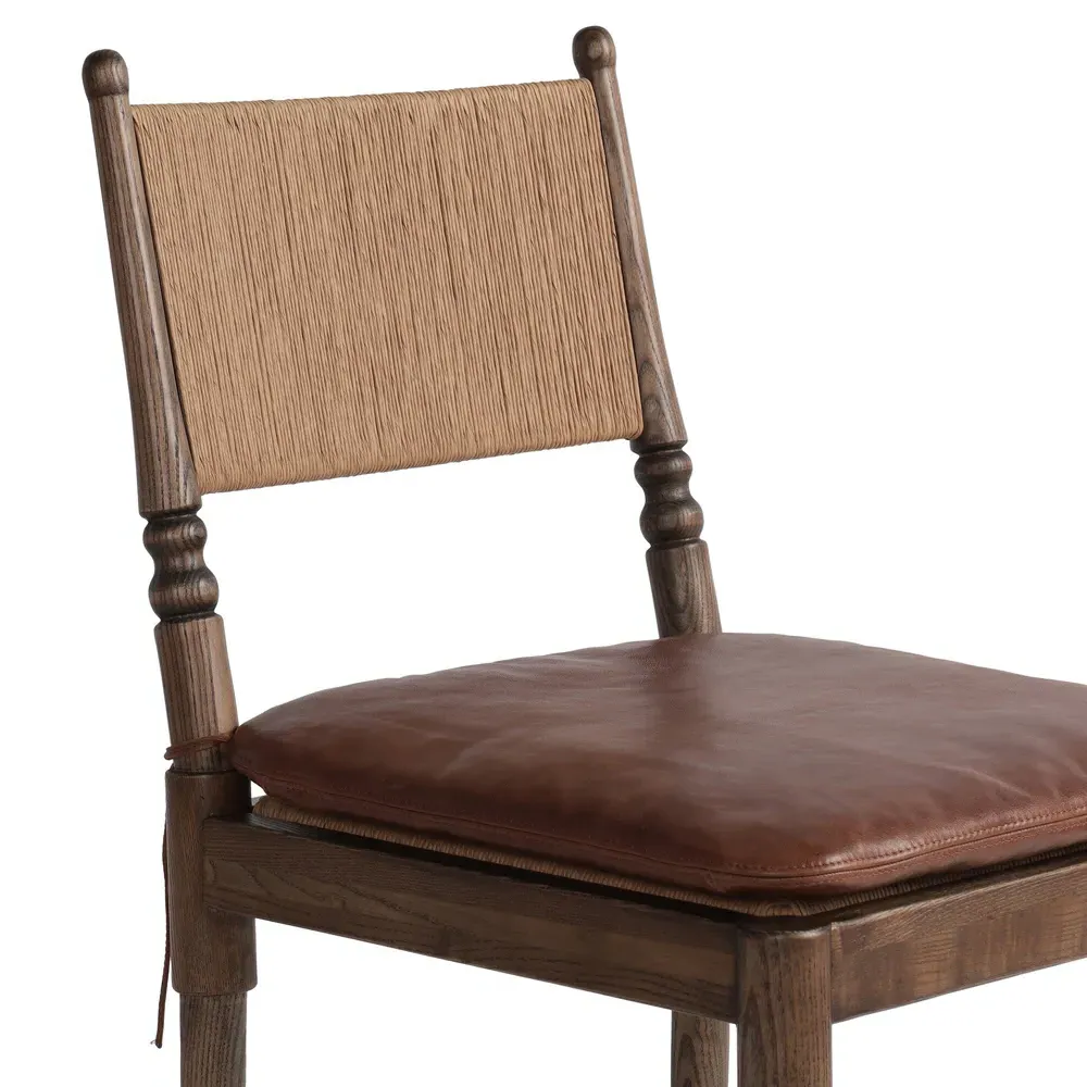 Fayth Counter Stool - Dulane Mahogany, Leather