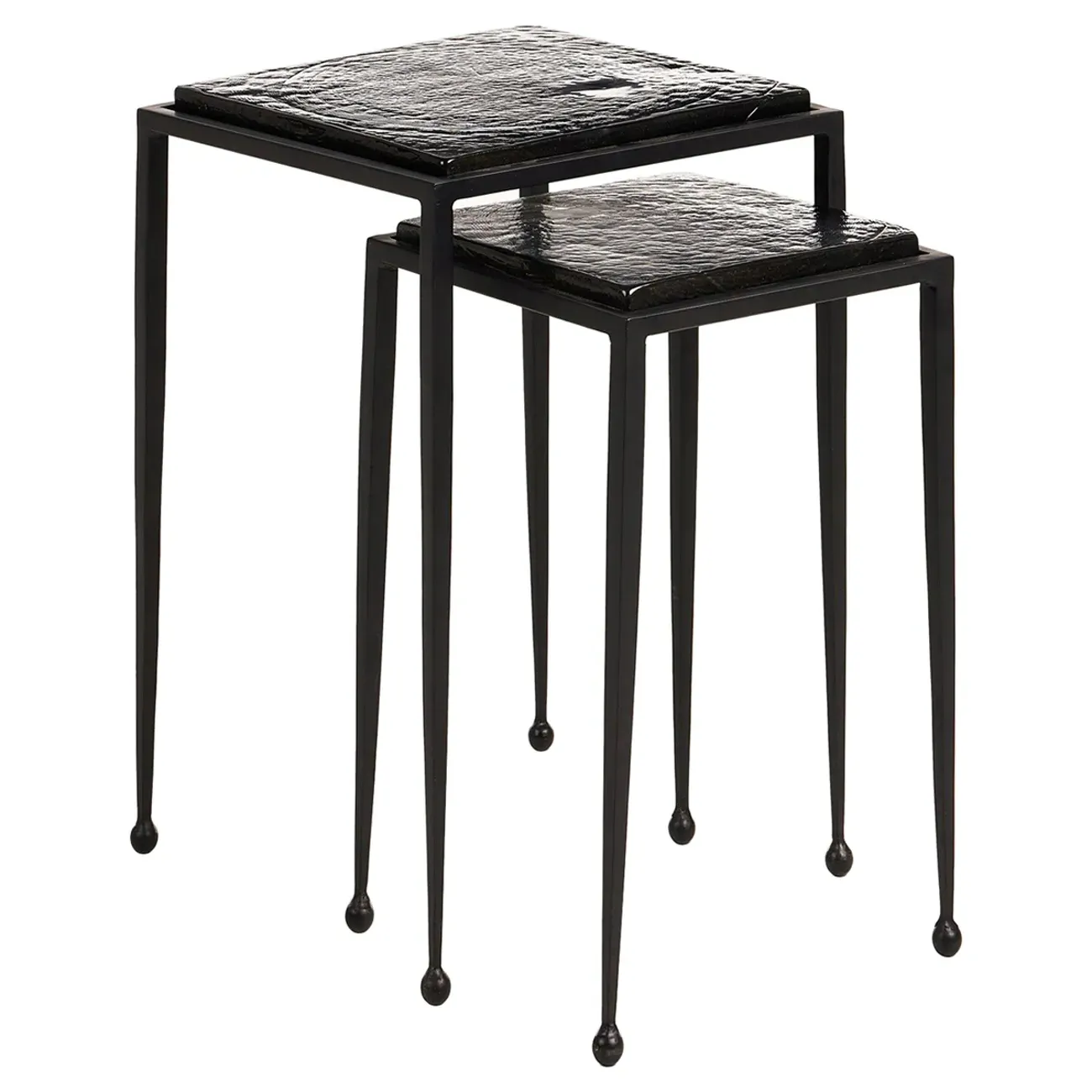 Fector Square Nesting End Tables Set of 2 - Smoked Black, Glass image