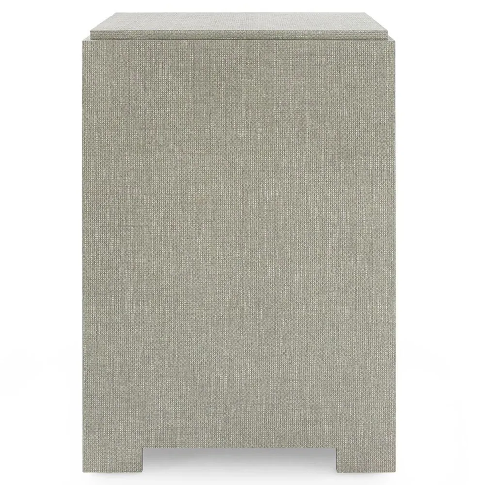 Fedor 2 Drawer Nightstand with Silver Pulls - Grey, Grasscloth