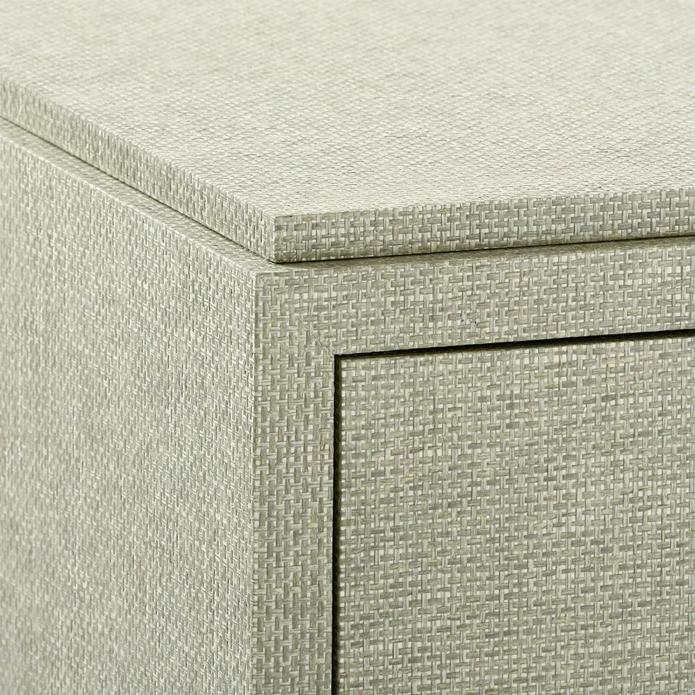 Fedor 2 Drawer Nightstand with Silver Pulls - Grey, Grasscloth