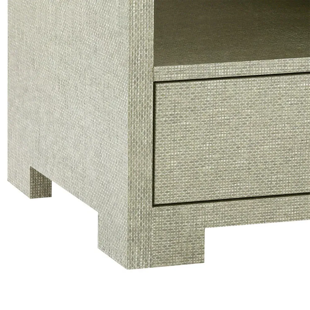 Fedor 2 Drawer Nightstand with Silver Pulls - Grey, Grasscloth