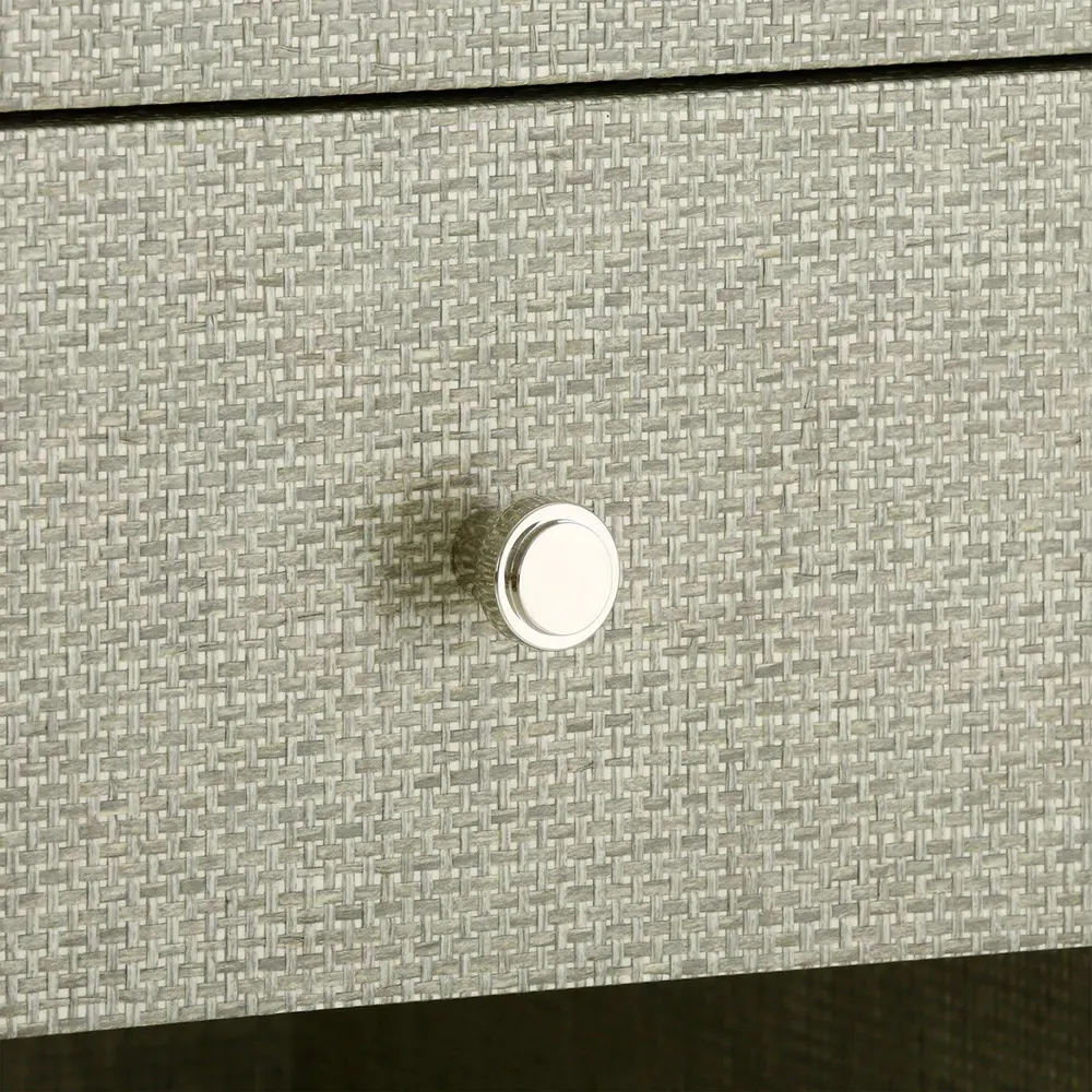 Fedor 2 Drawer Nightstand with Silver Pulls - Grey, Grasscloth