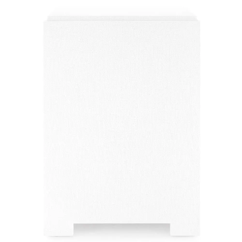 Fedor 2 Drawer Nightstand with Silver Pulls - White, Grasscloth