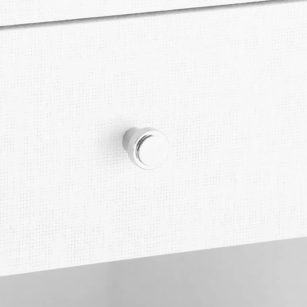 Fedor 2 Drawer Nightstand with Silver Pulls - White, Grasscloth