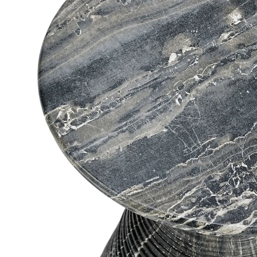 Felicia Round Outdoor Accent Table - Black, Concrete