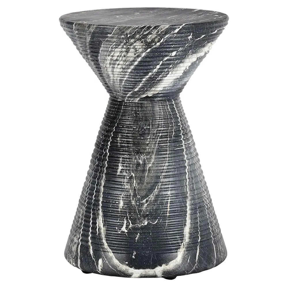 Felicia Round Outdoor Accent Table - Black, Concrete image