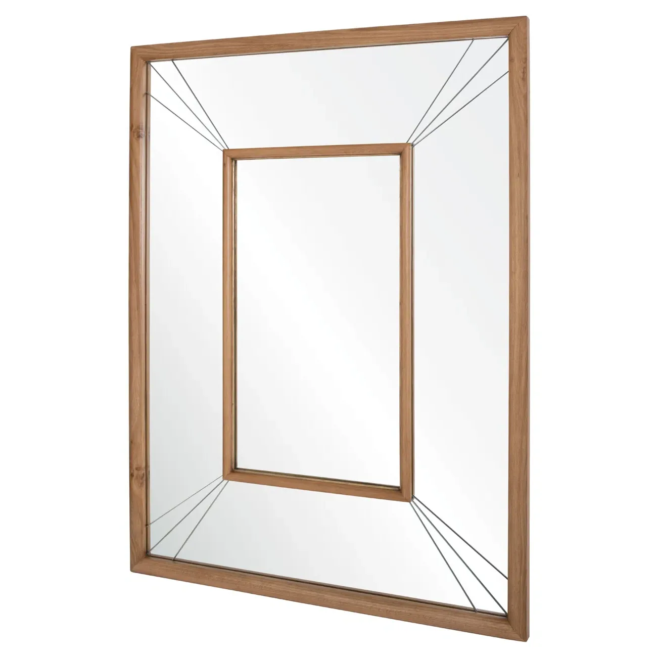 Feliz Rectangular Wall Mirror - Brown, Oak Wood