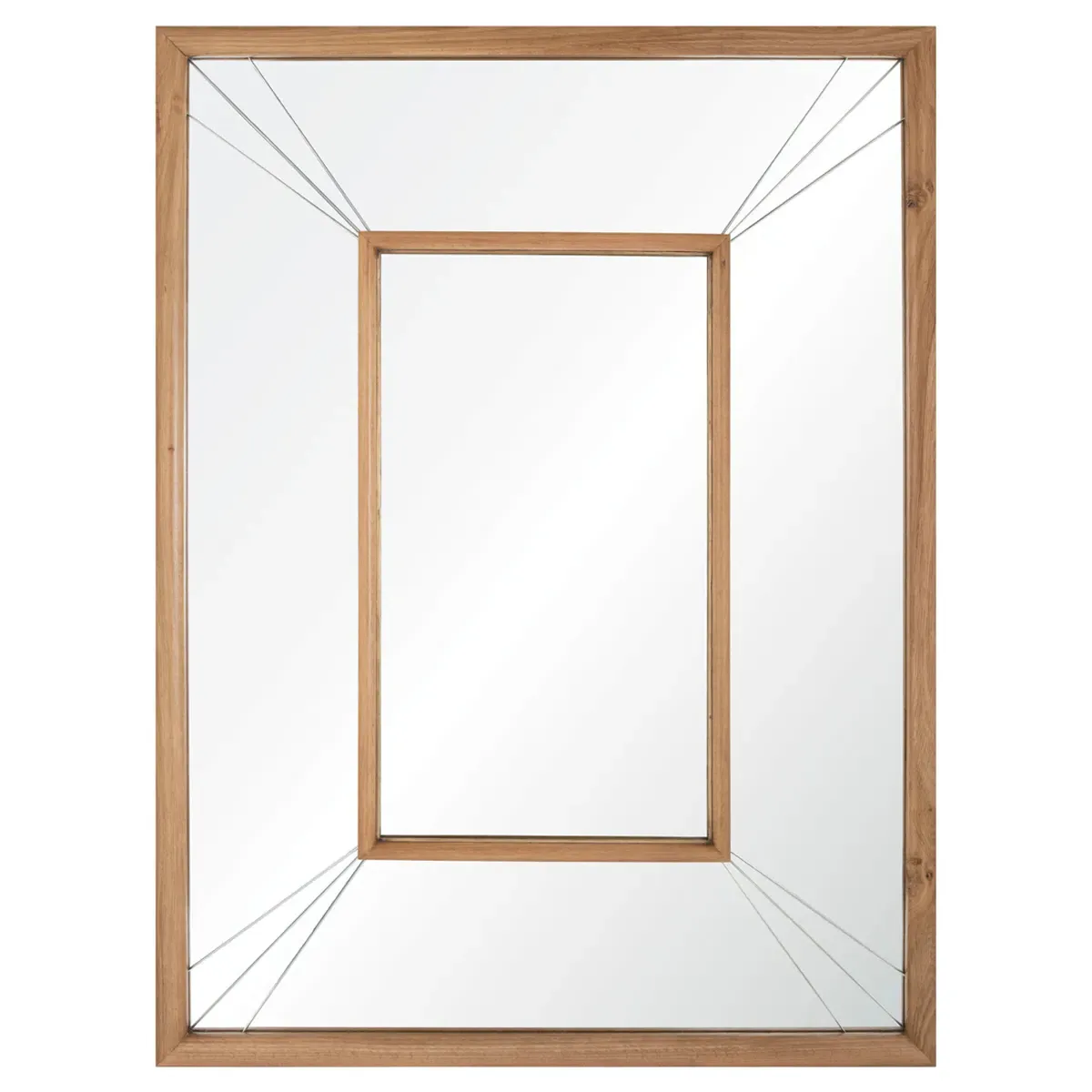 Feliz Rectangular Wall Mirror - Brown, Oak Wood image