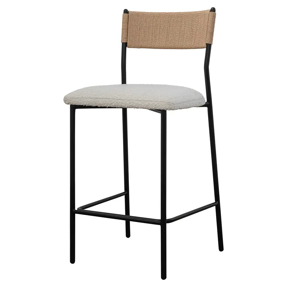 Fenella Counter Stool - White, Boucle