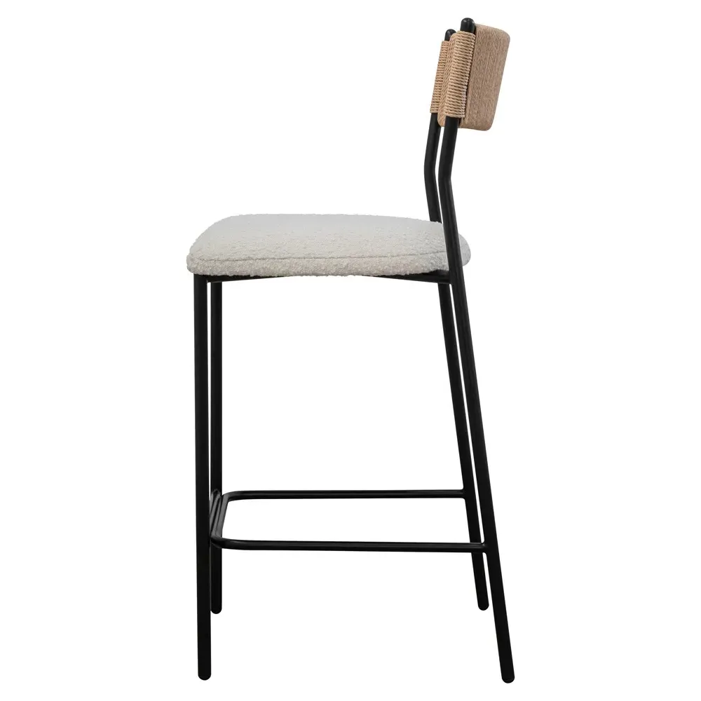 Fenella Counter Stool - White, Boucle