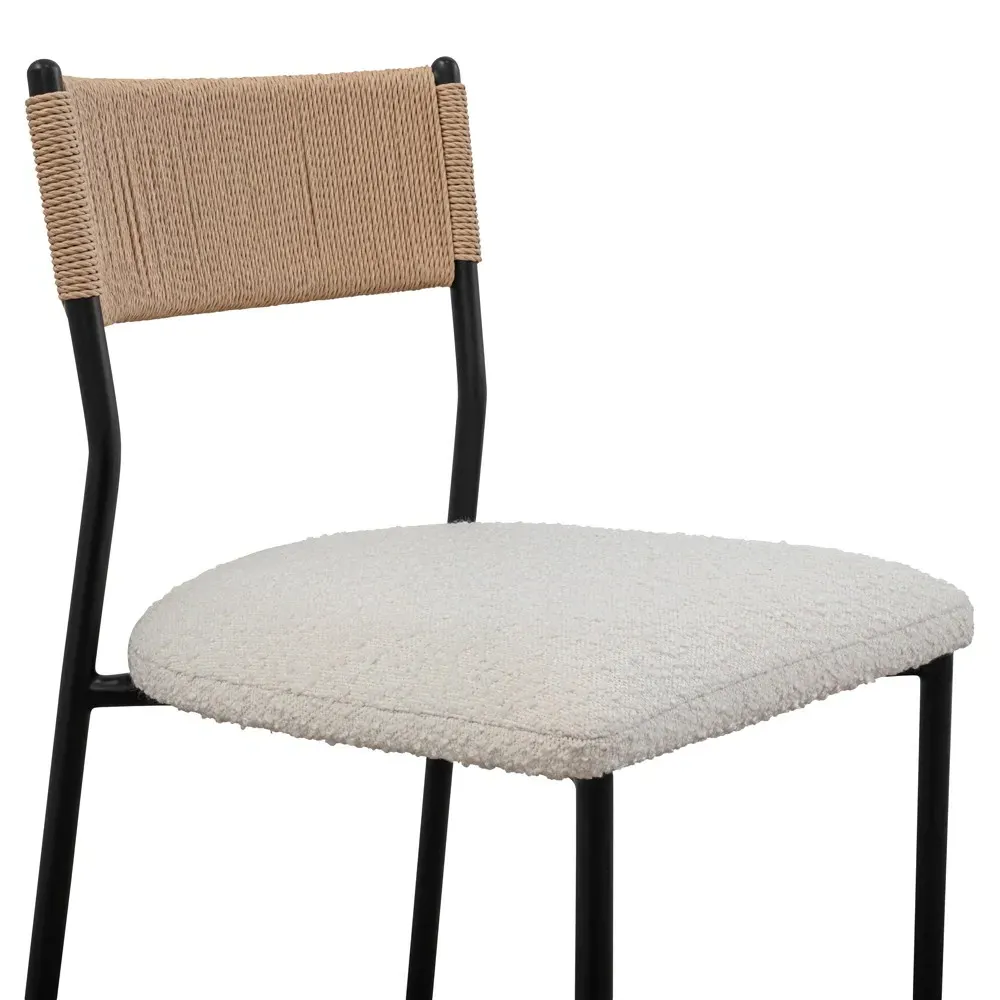 Fenella Counter Stool - White, Boucle