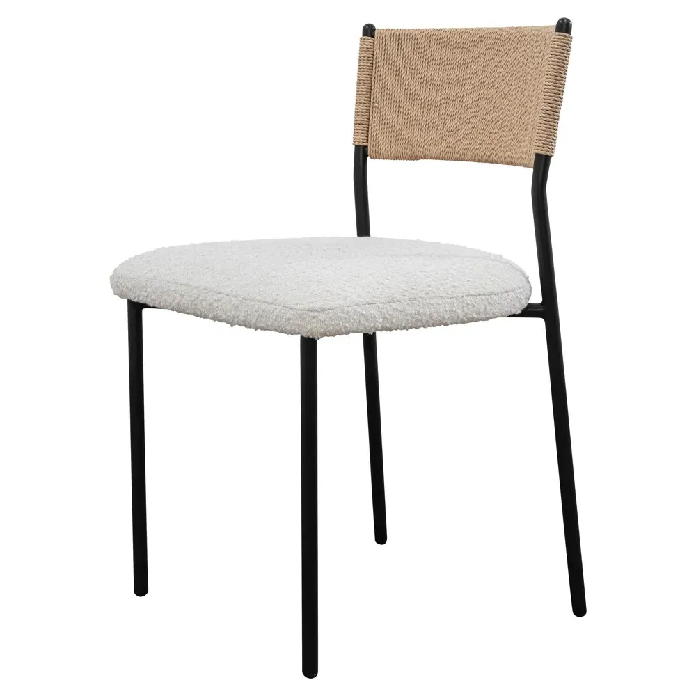 Fenella Dining Chair Set of 2 - White, Boucle