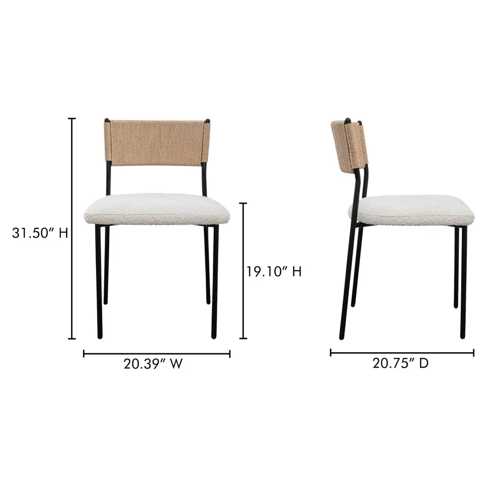 Fenella Dining Chair Set of 2 - White, Boucle