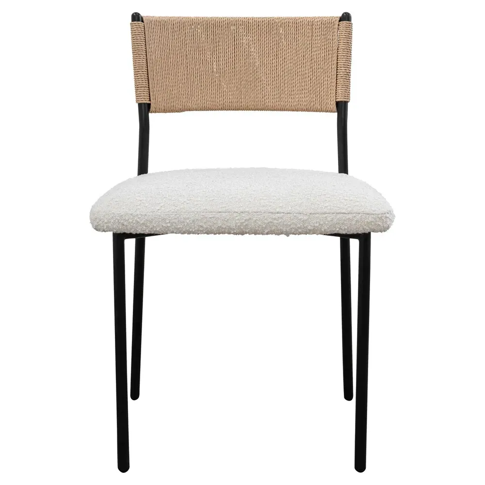 Fenella Dining Chair Set of 2 - White, Boucle