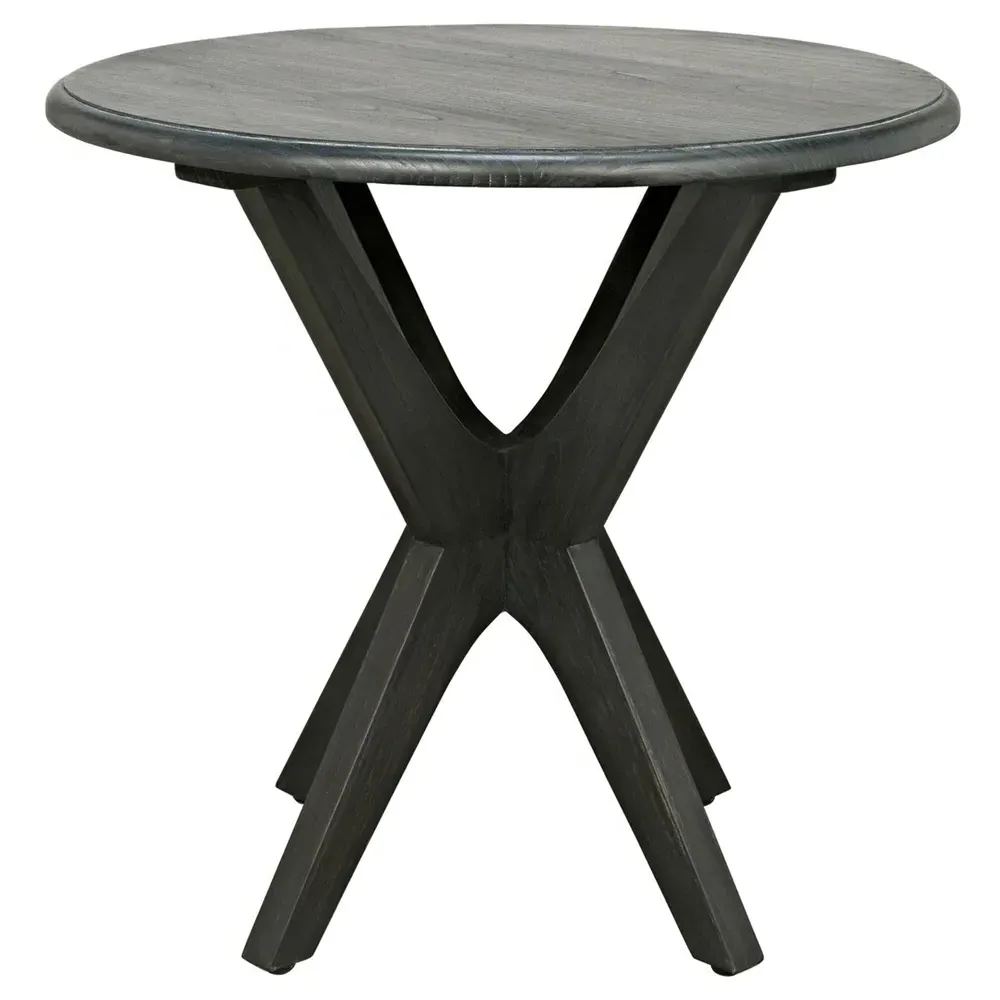 Fenric Round Pedestal Side Table - Black, Wood