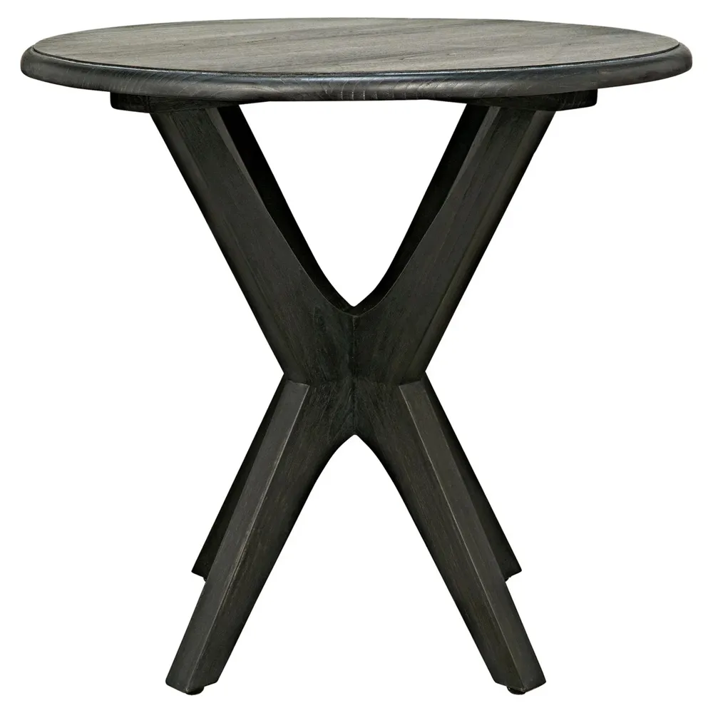 Fenric Round Pedestal Side Table - Black, Wood image