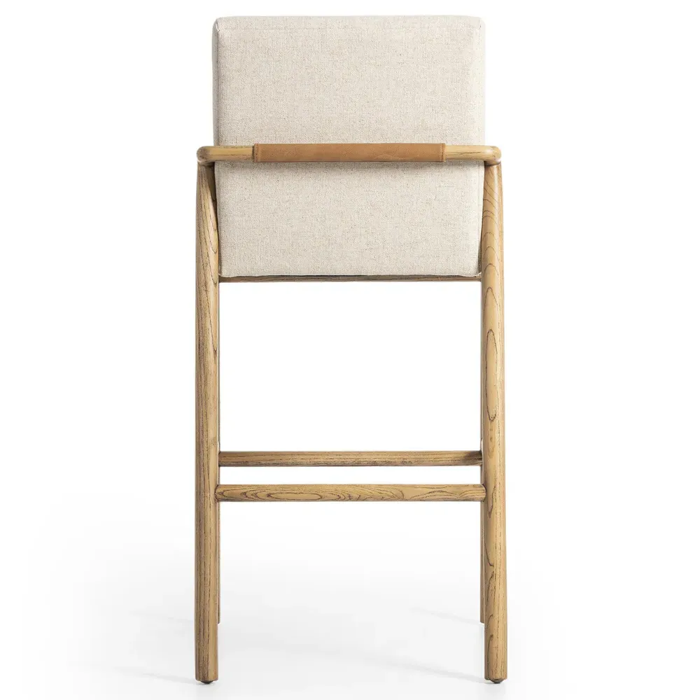 Fenrir Bar Stool - Beige, Brown Wood