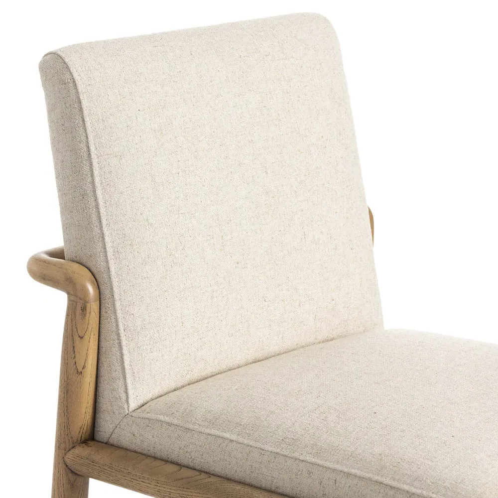 Fenrir Bar Stool - Beige, Brown Wood