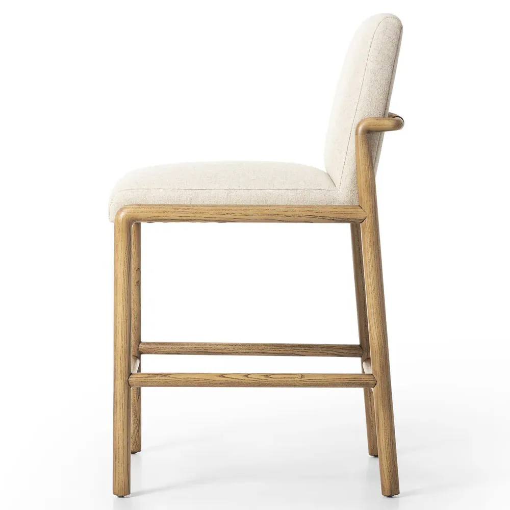 Fenrir Counter Stool - Beige, Brown Wood