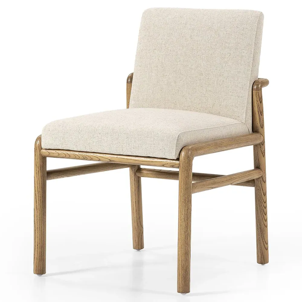 Fenrir Dining Side Chair - Beige, Brown Wood