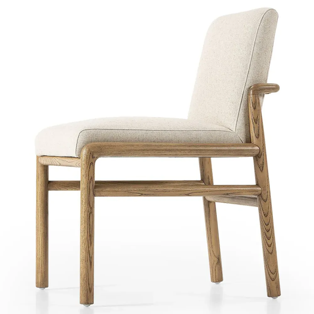 Fenrir Dining Side Chair - Beige, Brown Wood