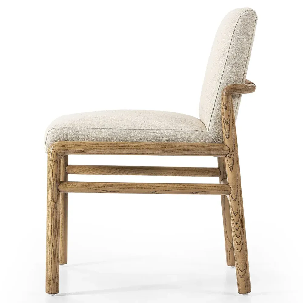 Fenrir Dining Side Chair - Beige, Brown Wood
