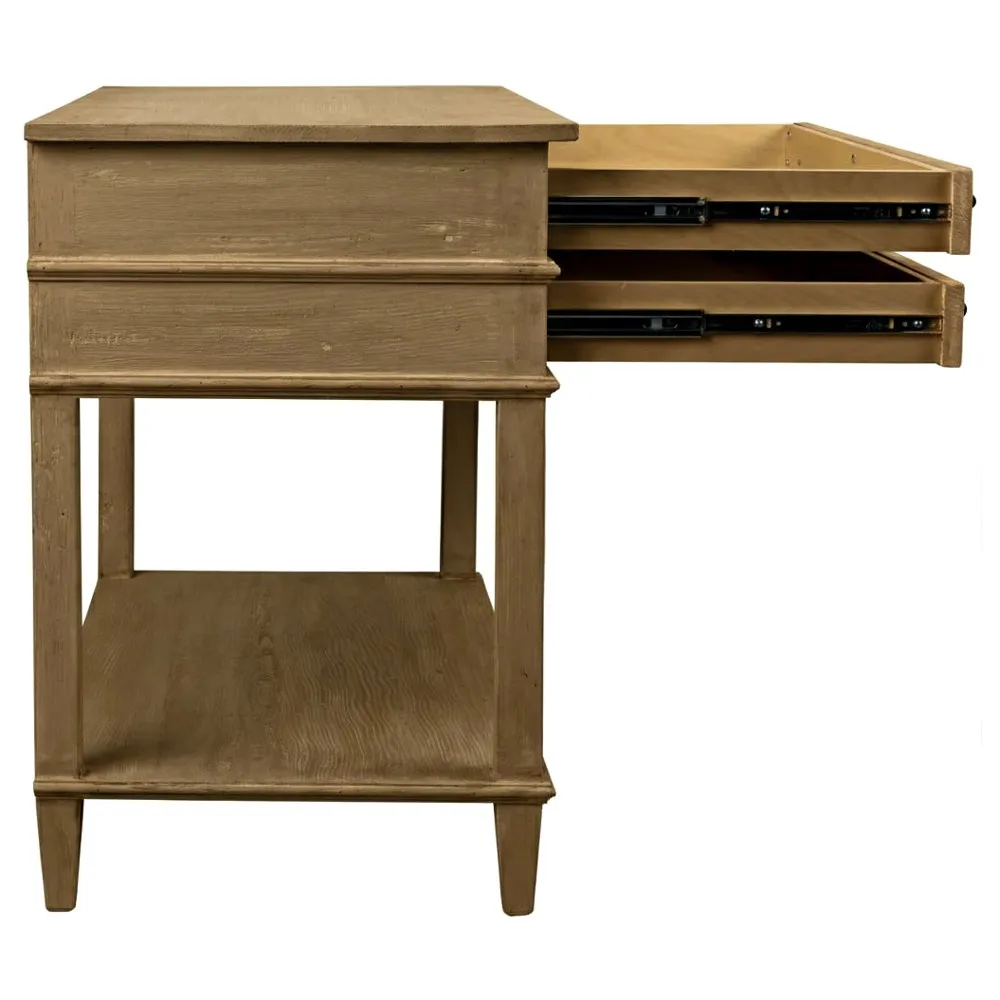 Fermin Wide Nightstand - Light Brown, Reclaimed Wood
